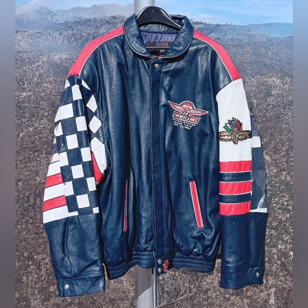J.H. Design Vintage Men's Leather Indianapolis Formula One Custom Jacket
